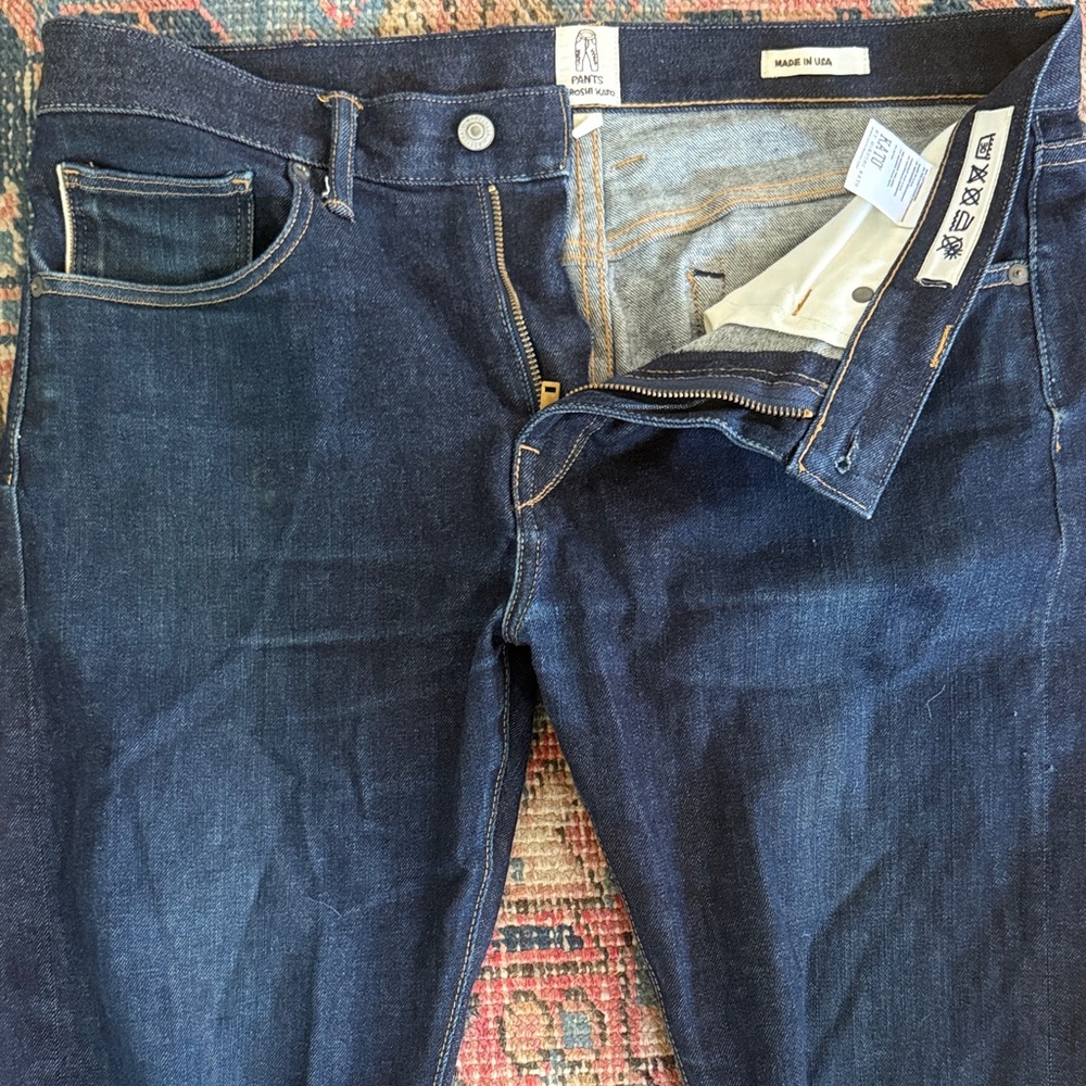 Hiroshi-Kato 4 way stretch denim: Indigo Raw - The Scissors slim tapered: 34-30